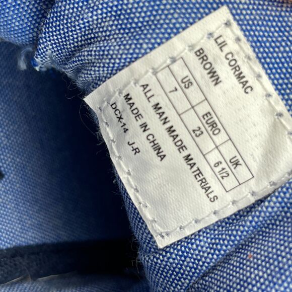 ~ Tommy Hilfiger Kids Sneakers 7 Brown Canvas Rubber Hook & Loop Blue ~ - Picture 12 of 14